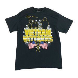 Vintage Vietnam War Veteran Vet T-Shirt Black Made In USA Mens Sz Large Veterans